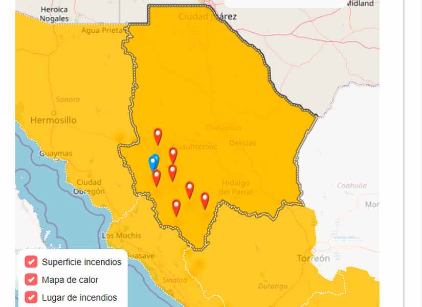 7 Incendios Forestales Activos en el Estado de Chihuahua